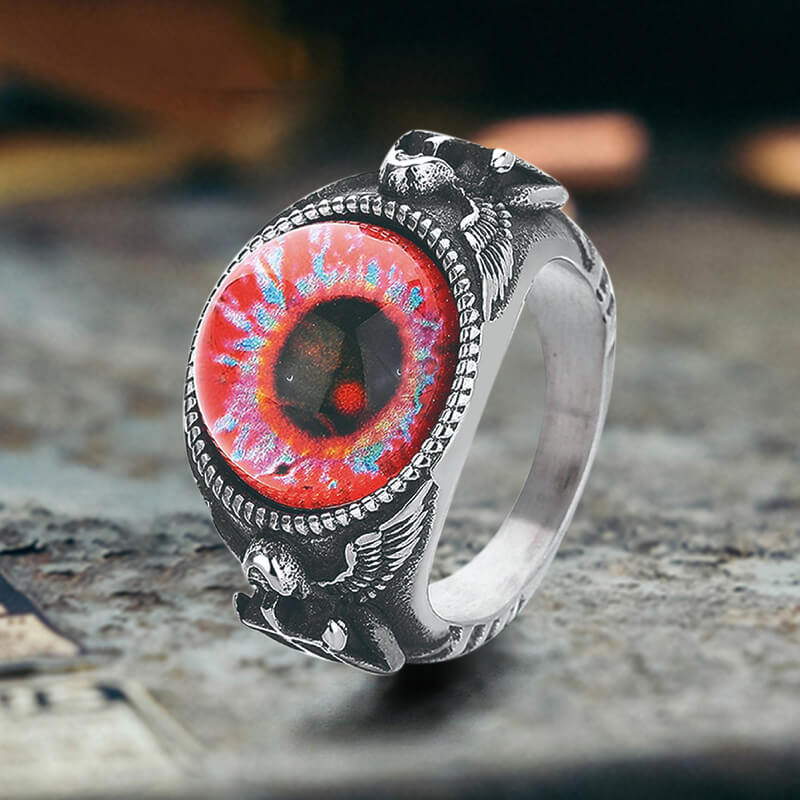 Vintage Devil Eye Angel Cross Stainless Steel Ring – GTHIC