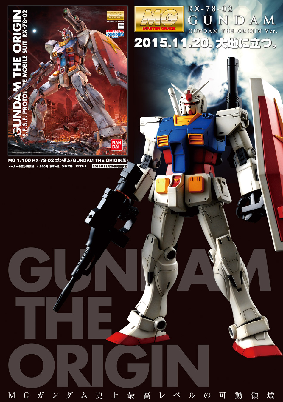 MG 1/100 RX-78-2ガンダム THE ORIGIN Ver.の詳細が明らかになりました