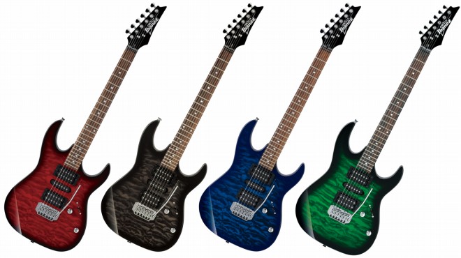 エレキギター】Gio Ibanez GRX700AにキルトメイプルTOPの4色シースルー
