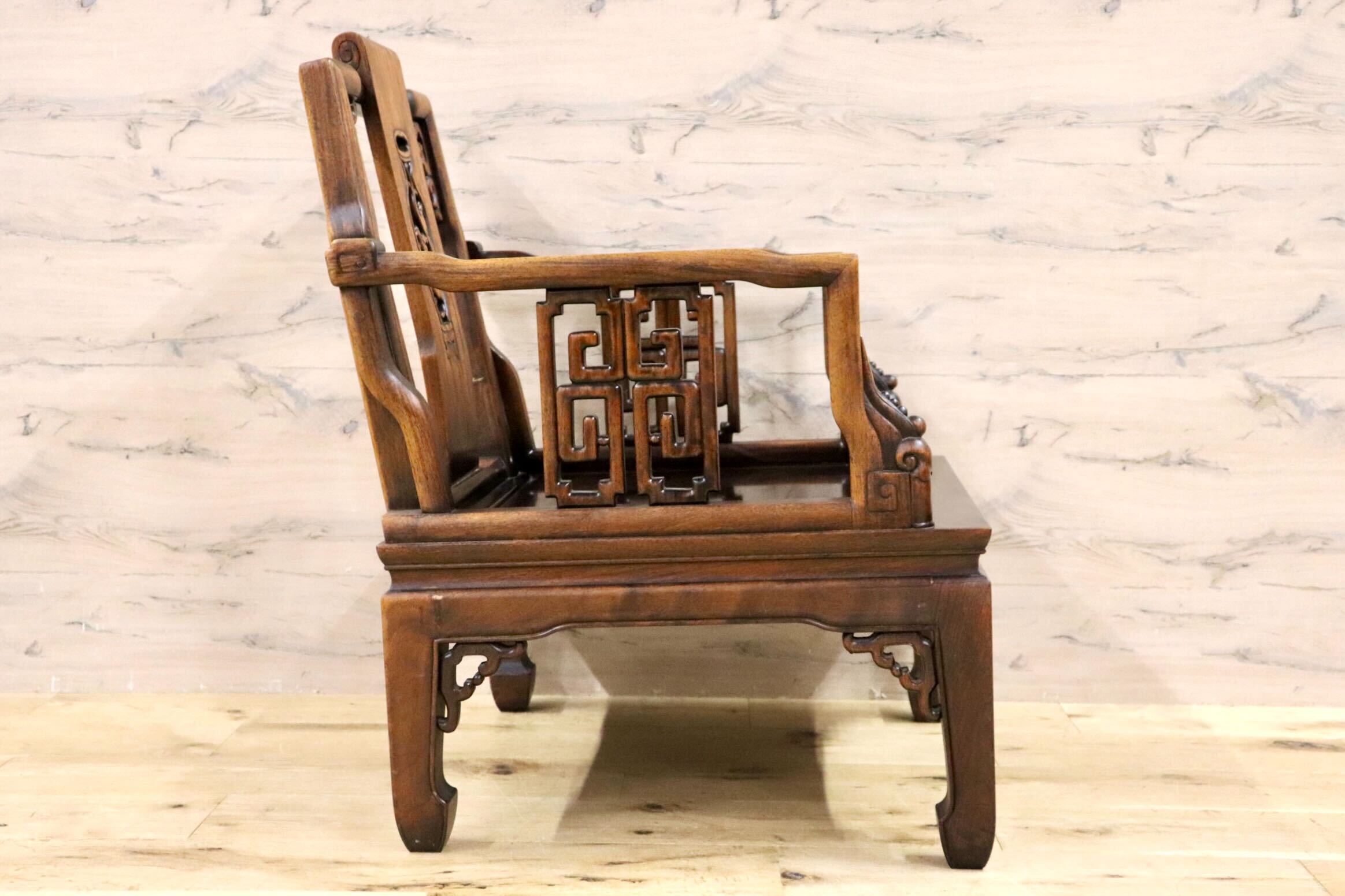 GMHS297S○中国美術 唐木家具 アームチェア 椅子 無垢材 民藝 最高級