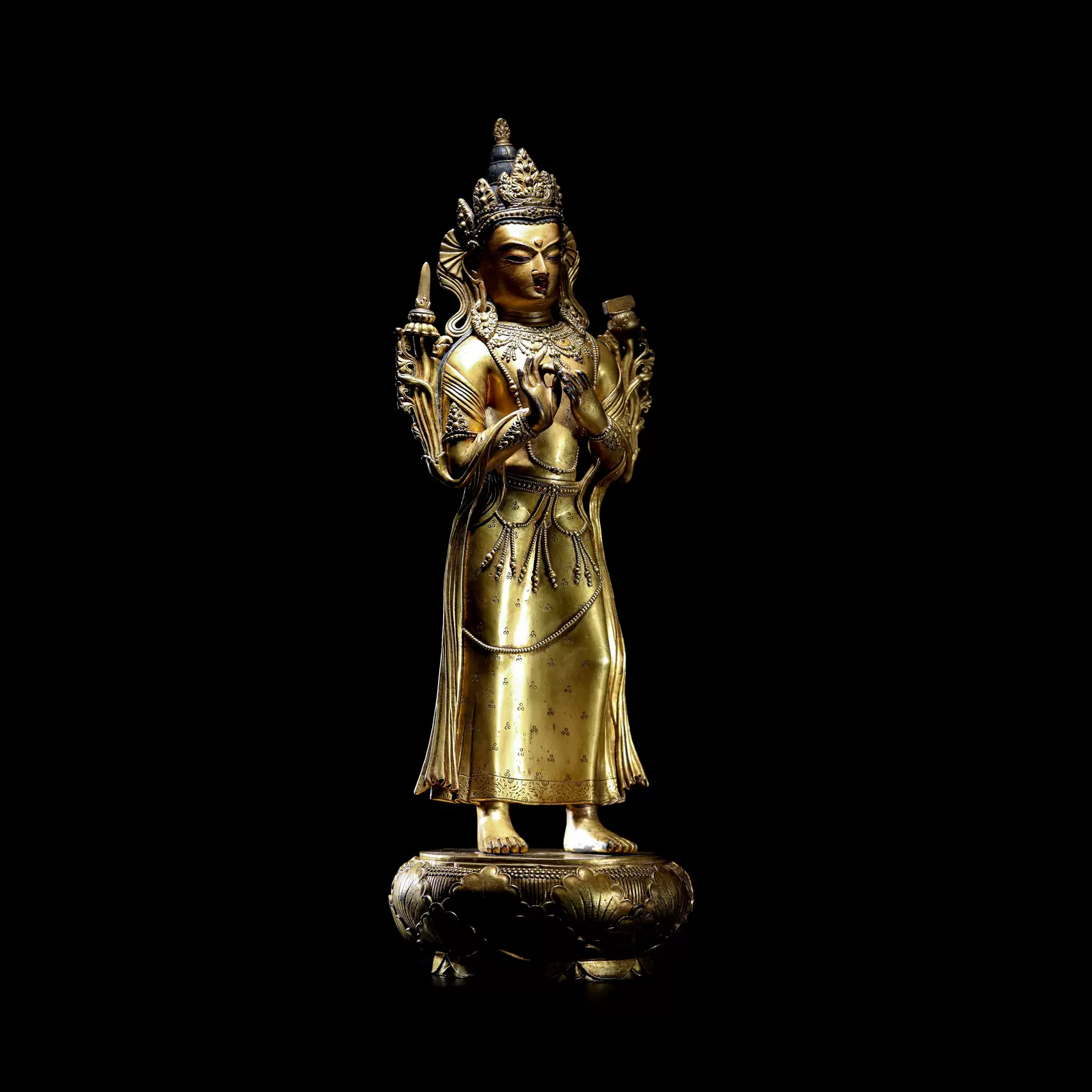 中国古美術·純銅製·純手作り·宝石をはめ込み塔形香炉·風水鎮宅·置物