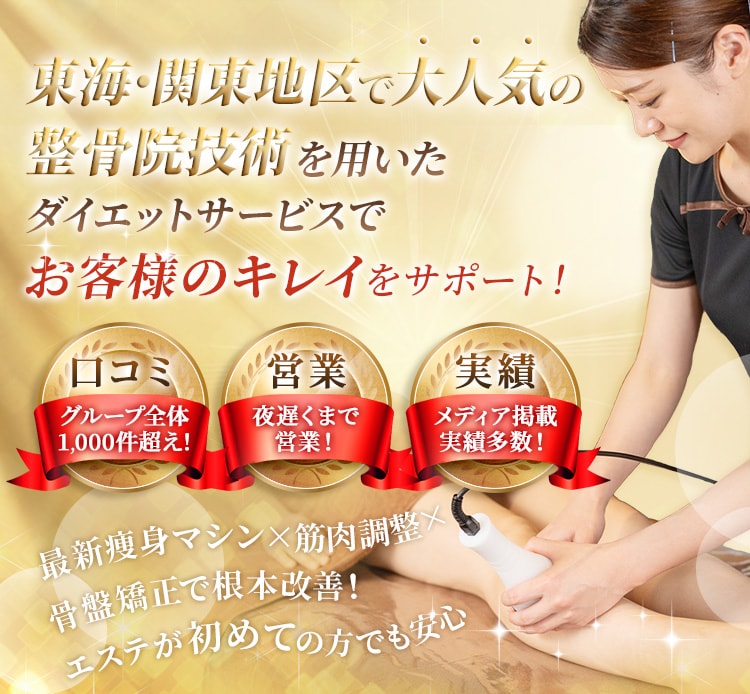 静岡、浜松、高崎、名古屋、豊橋市エリアの痩身ダイエット・小顔