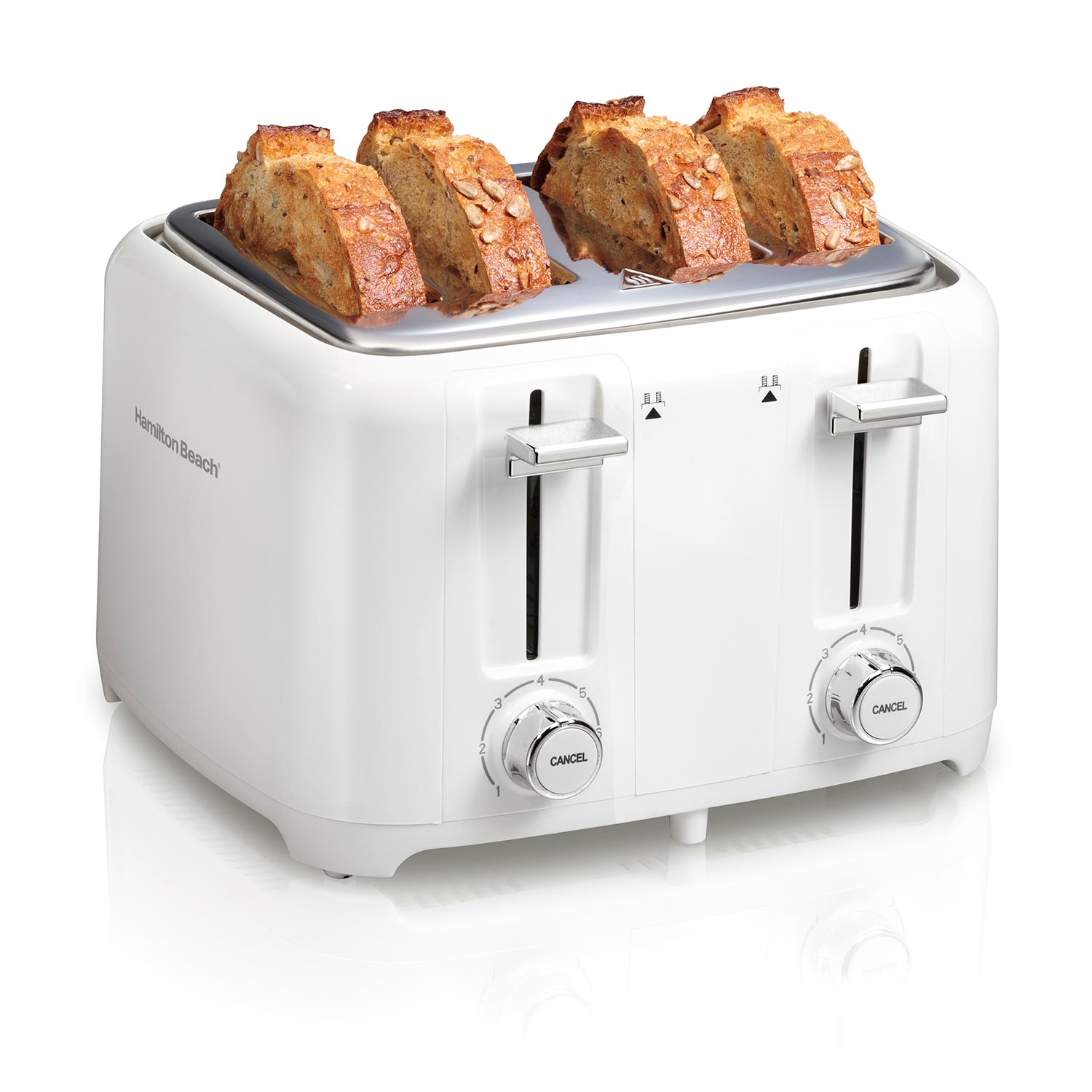 Hamilton Beach 4 Slice Toaster with Extra-Wide Slots, White- 24218