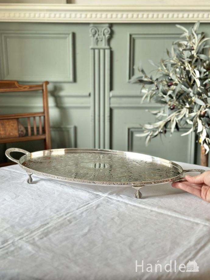 VINERSの美しいシルバープレートのギャラリートレイ、最高級
