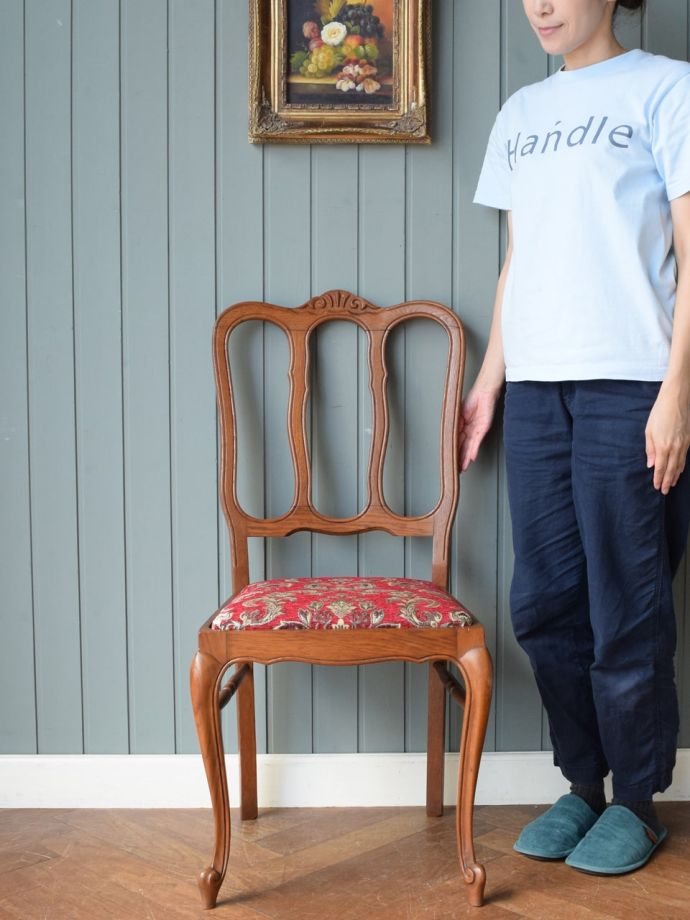 フランスのアンティークの椅子、猫脚が優雅なダイニングチェア(j-748-c