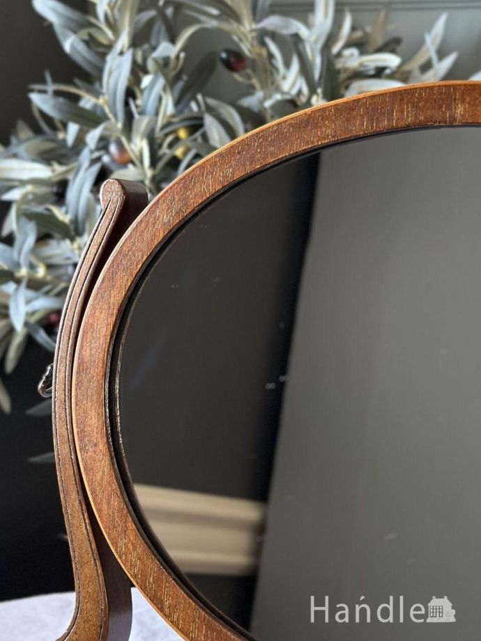 英国アンティークのマホガニー材のスタンドミラー、エドワーディアン