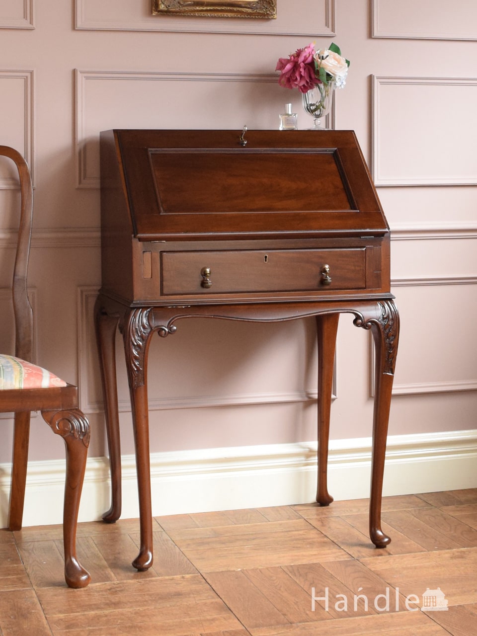英国アンティークの美しい収納付きデスク、マホガニーのライティング
