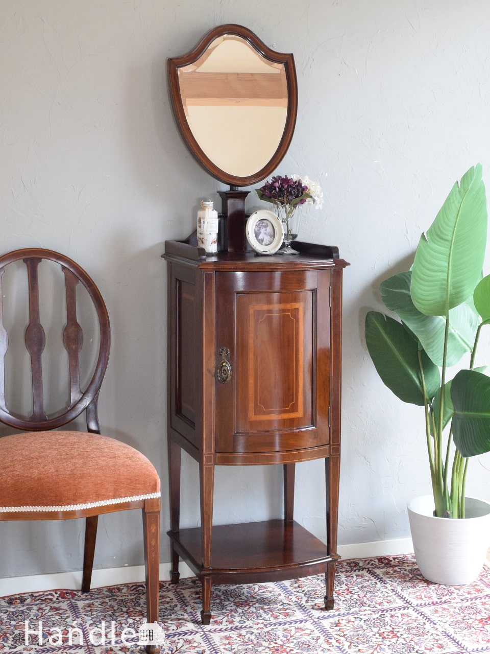 フランスのアンティーク引き出し付きスタンドミラー（姿見）(d-1003-f