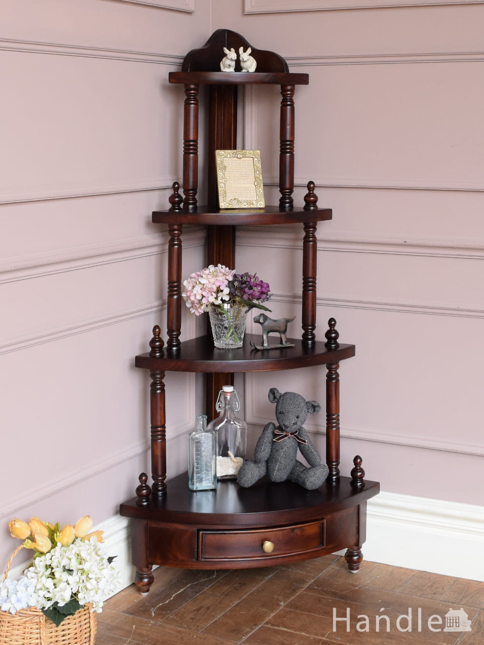 アンティーク風のおしゃれな書斎机、マホガニー材のプレジデントデスク