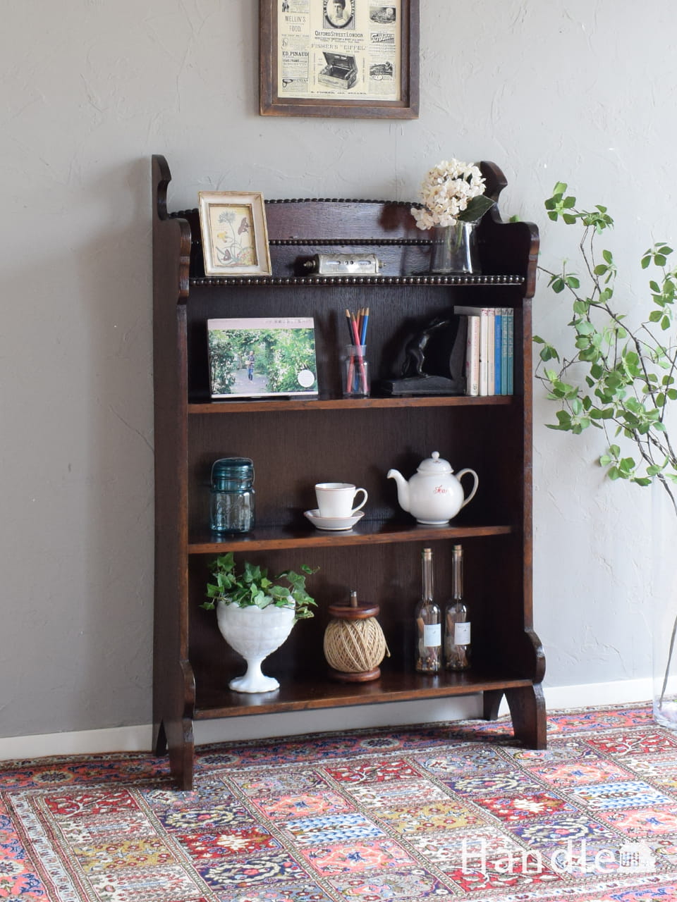 本棚から食器棚まで使えるアンティーク家具、木製のオープン
