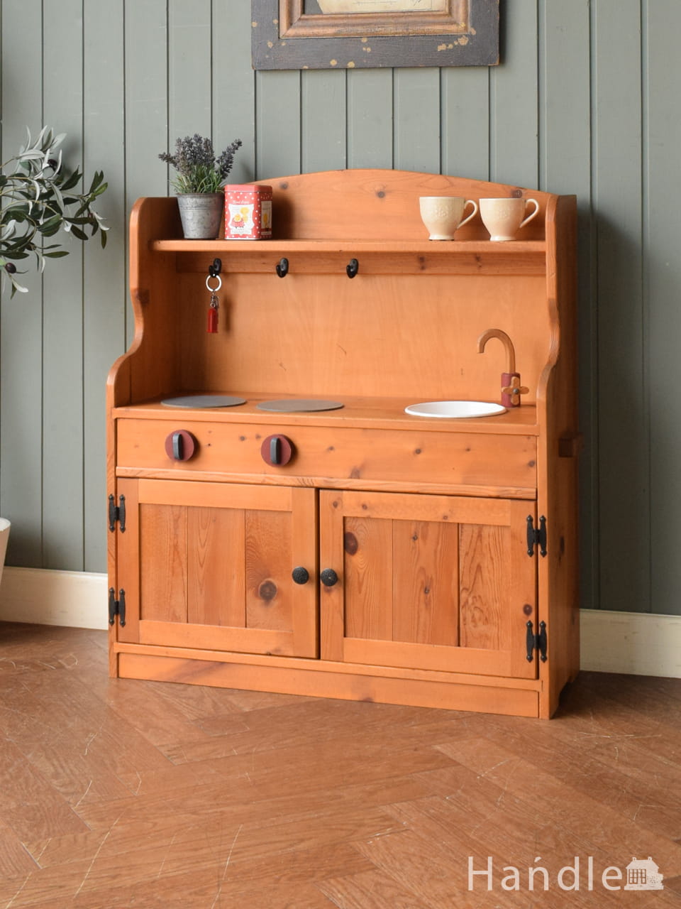 アンティーク調のサイドテーブル、大理石天板のシャビーシックな