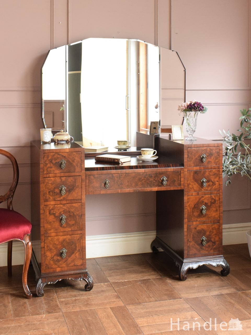 フランスから届いたアンティークのおしゃれな三面鏡、フレンチスタイル