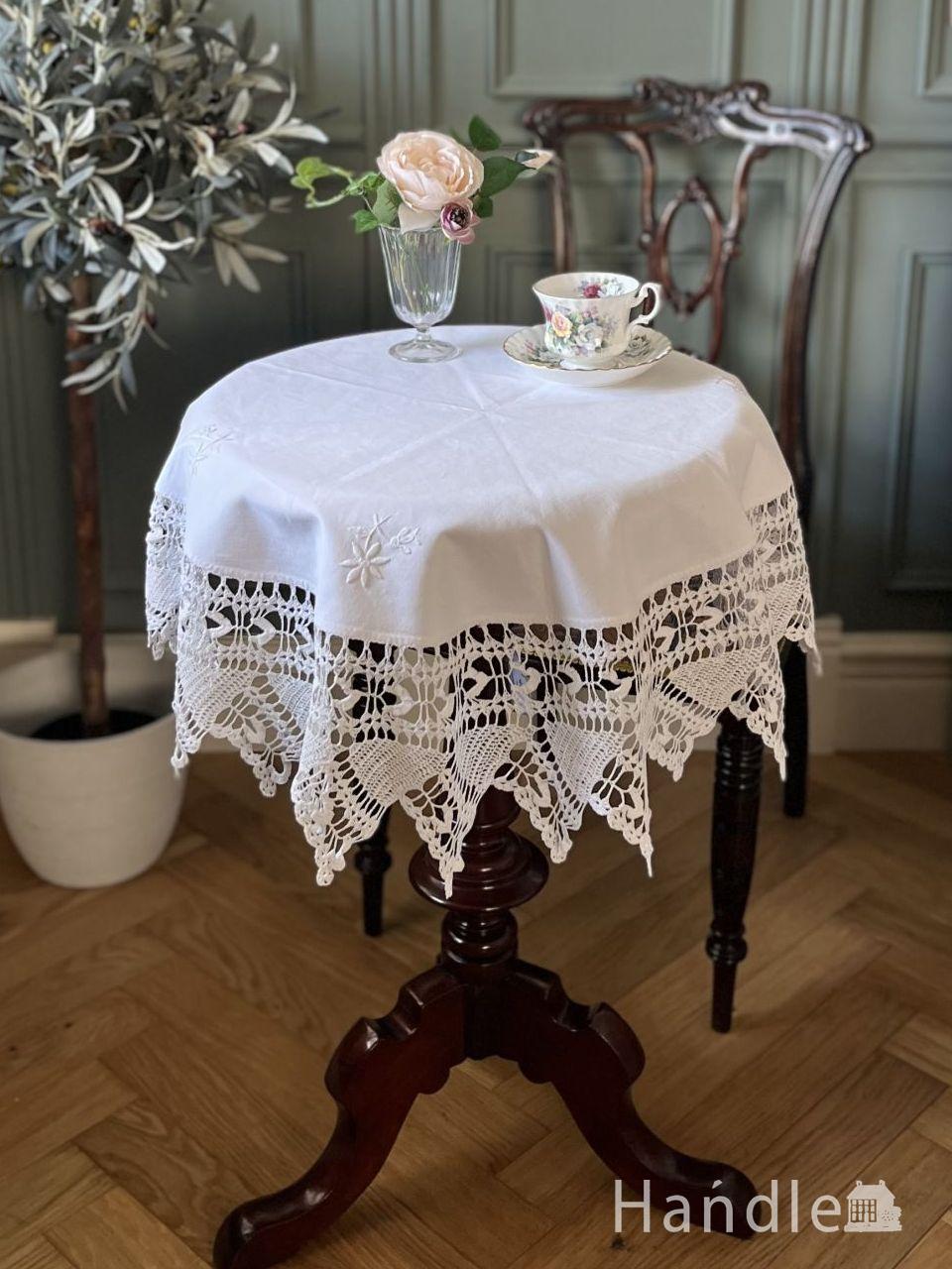 Newஐ⋆*フランスアンティーク・レースとモノグラムのリネンガーゼカーテン