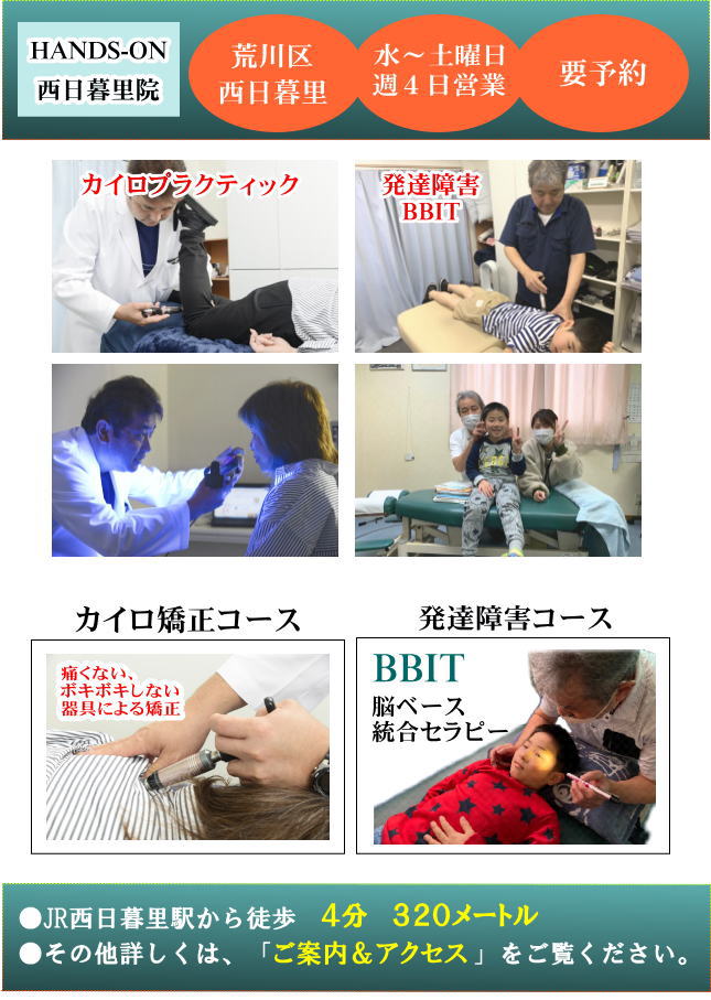 荒川の整体【国際基準の技術】カイロプラクティックHANDS-ON西日暮里院