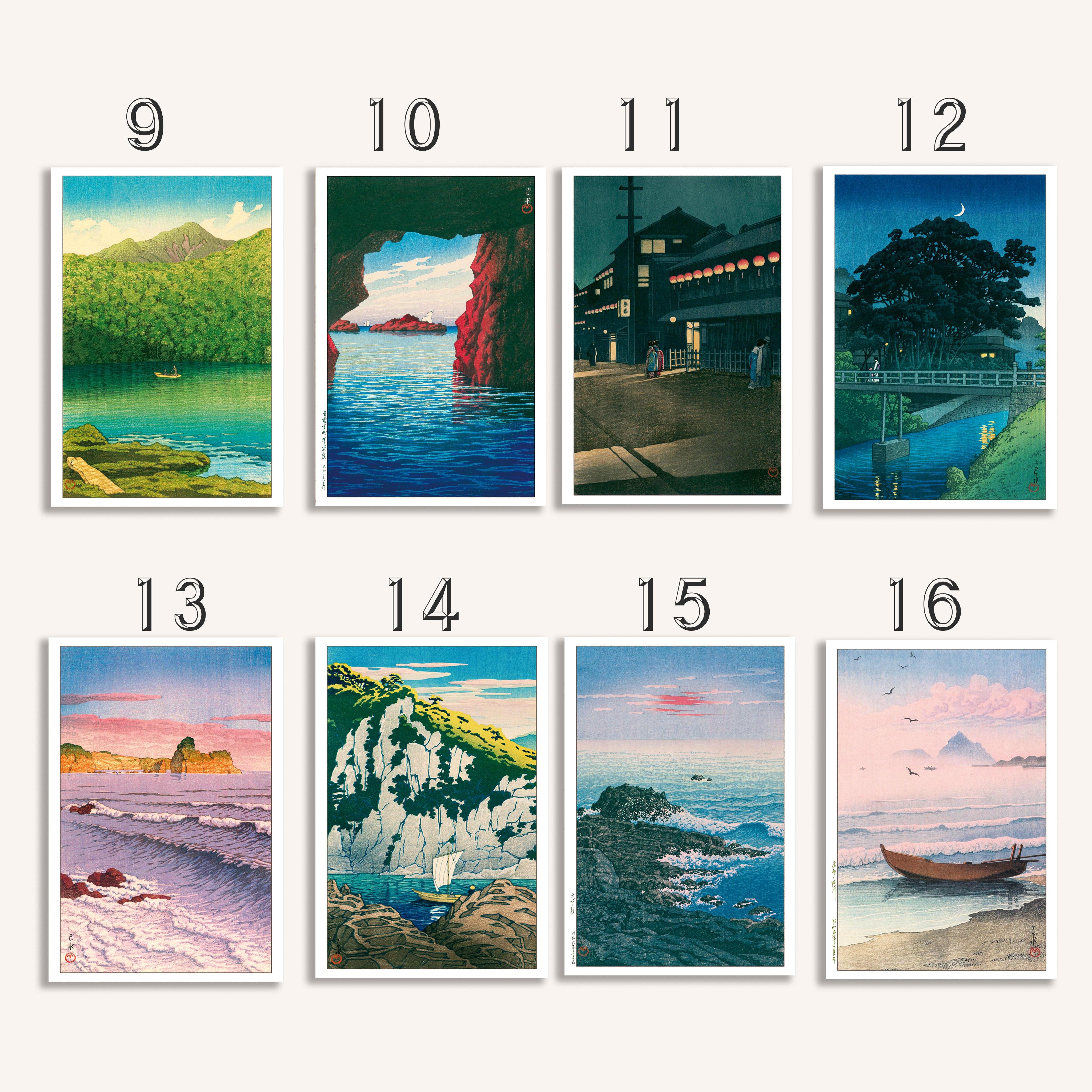 3枚セット(17種より) 12×18 / 川瀬巴水 日本製 木版画複製 絵画 新版画