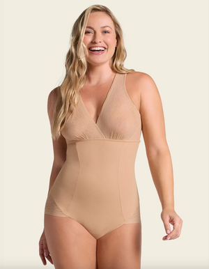 Leonisa-Sheer Stripe Detail Sculpting Bodysuit-018517 – The