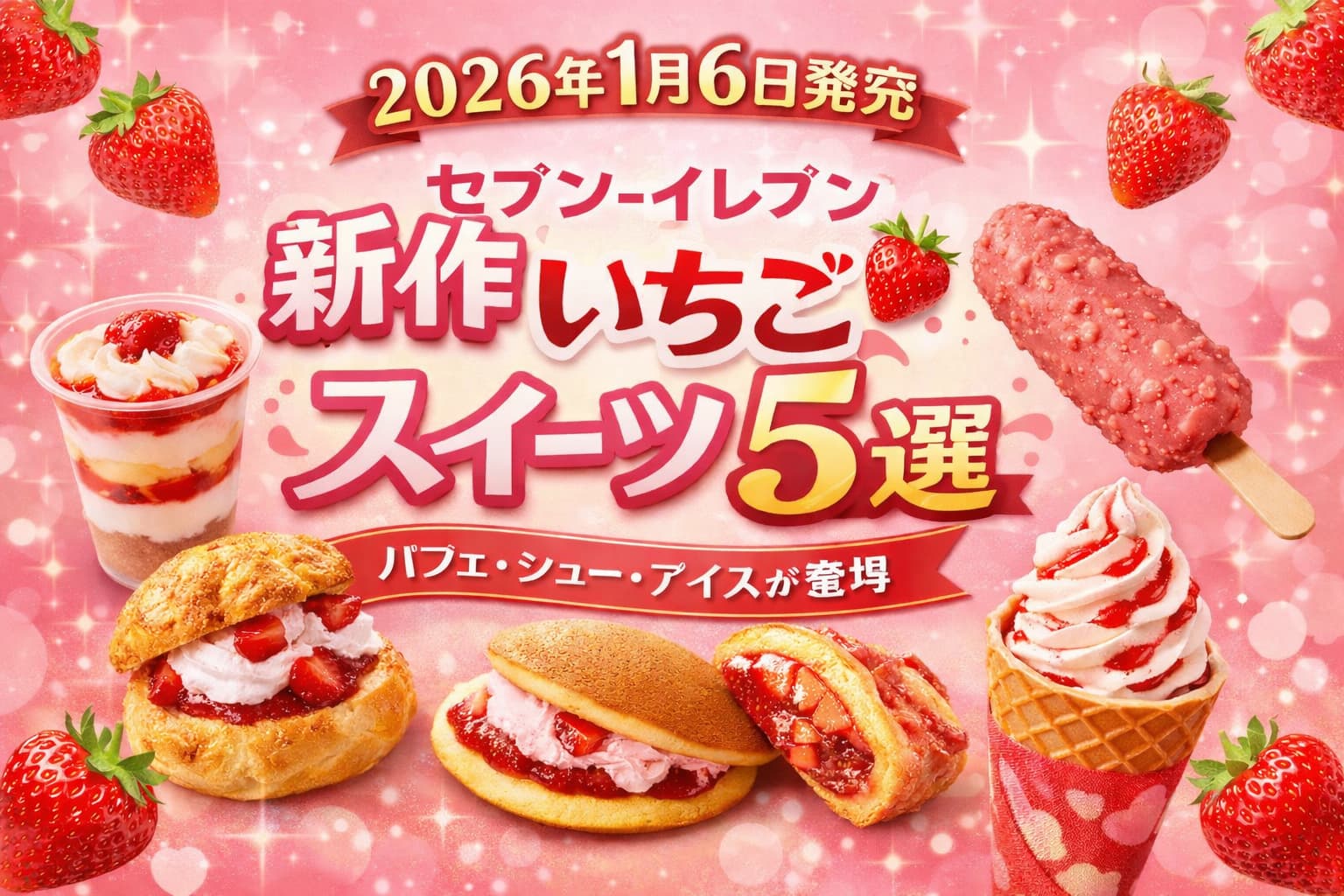 2026年1月6日発売】セブンイレブン新作いちごスイーツ5選｜パフェ