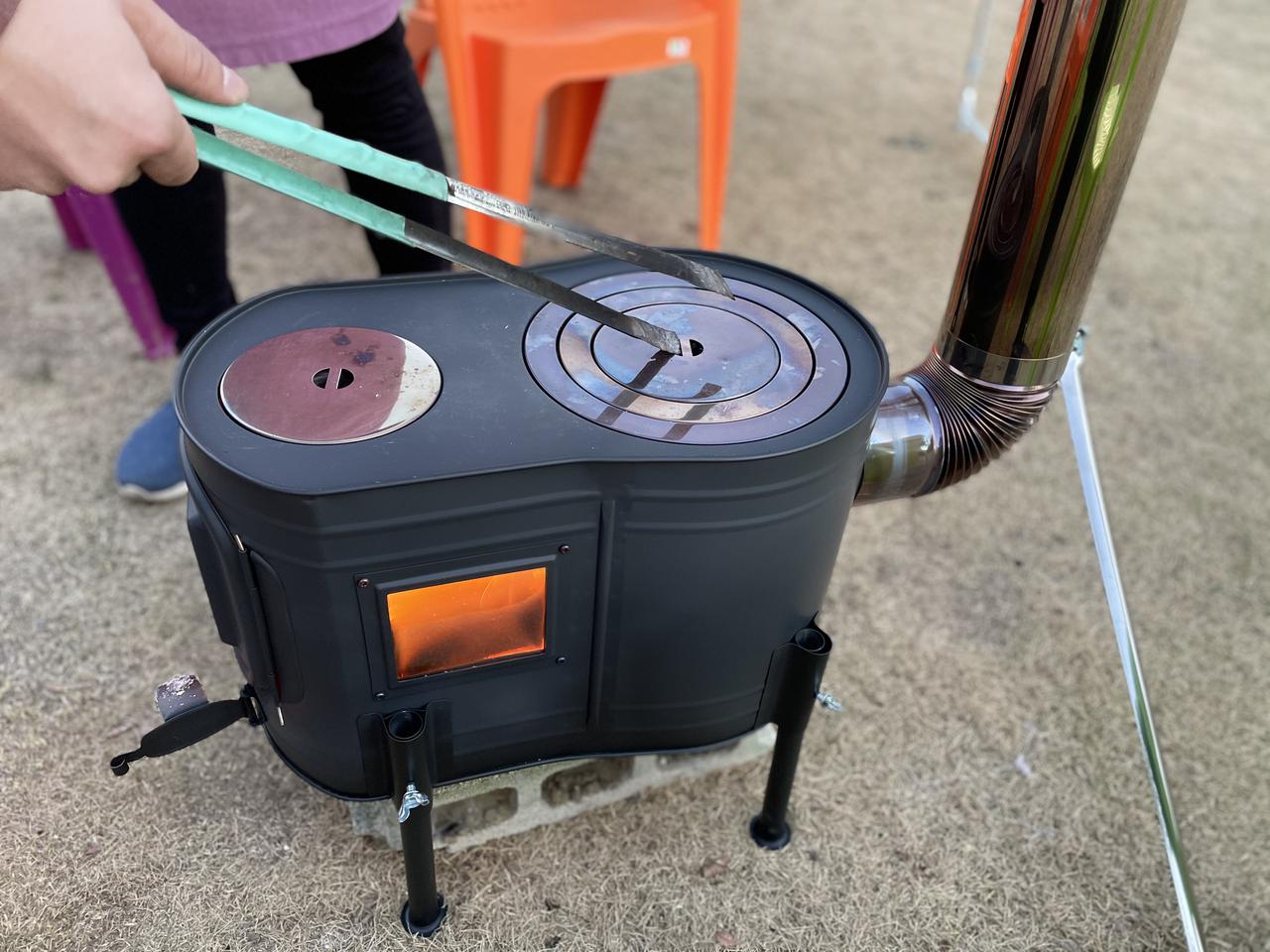 ホンマ製作所「ステンレスストーブコンロセット APS-48DX」で薪