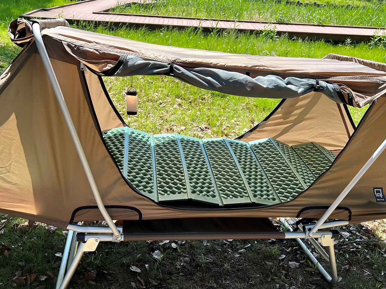 1分で設営できるソロ用テントコット！ クオルツ「イージーキャンパー