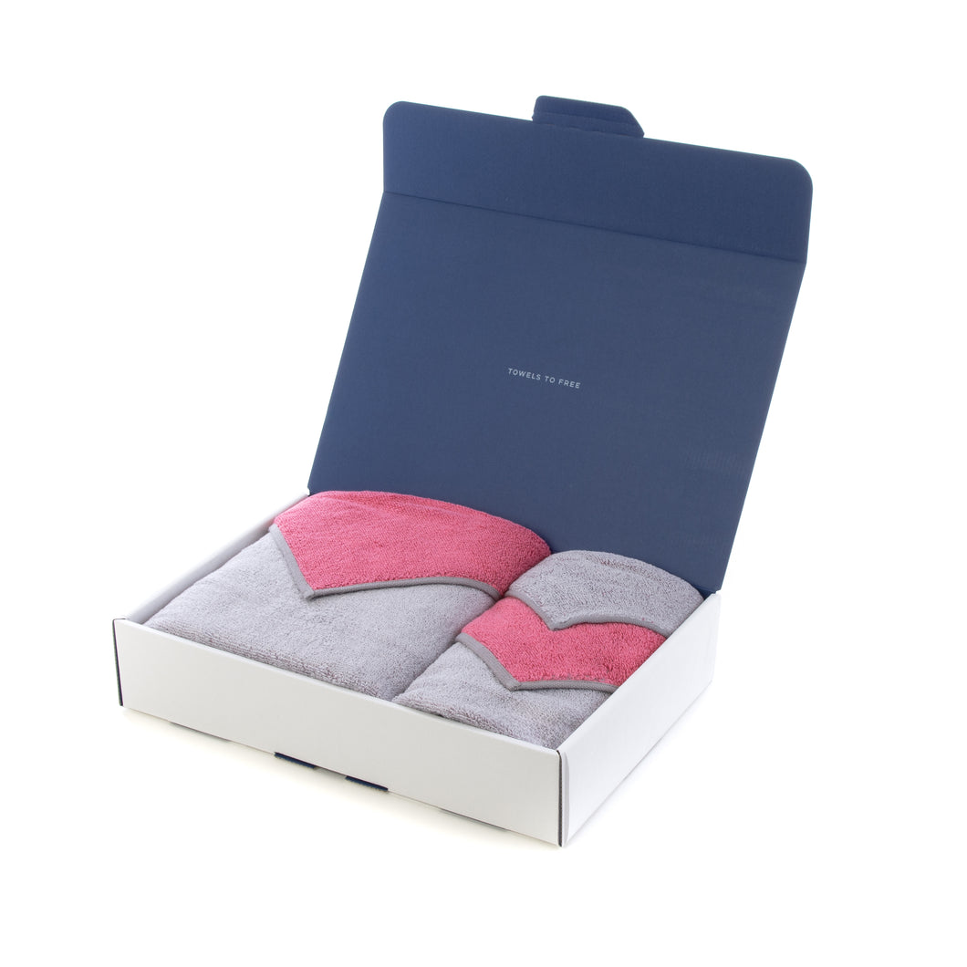 ハートウエルボックス入り アクセント バスタオル×フェイスタオル