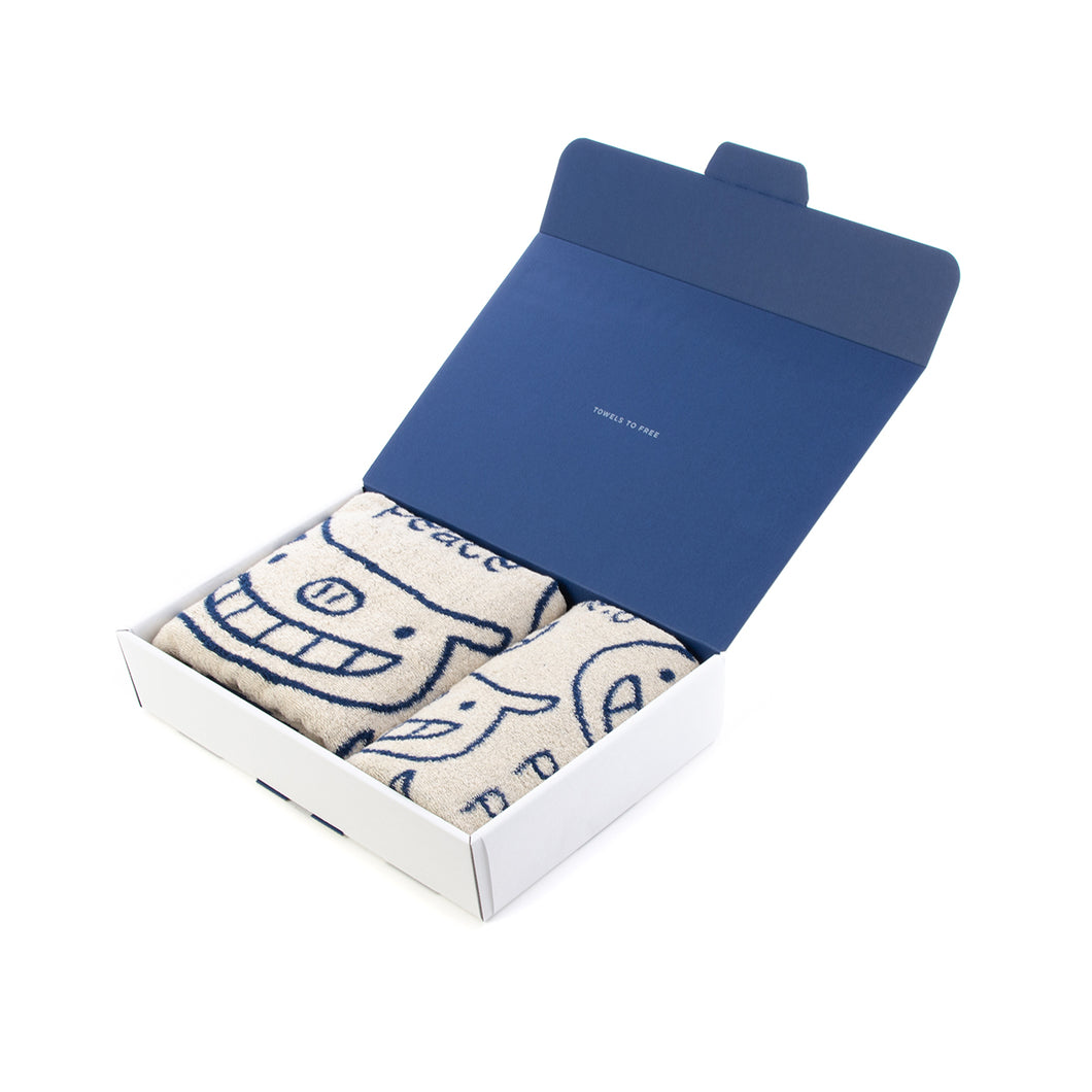 ハートウエルボックス入り]simple b peace2 バスタオル×フェイスタオル