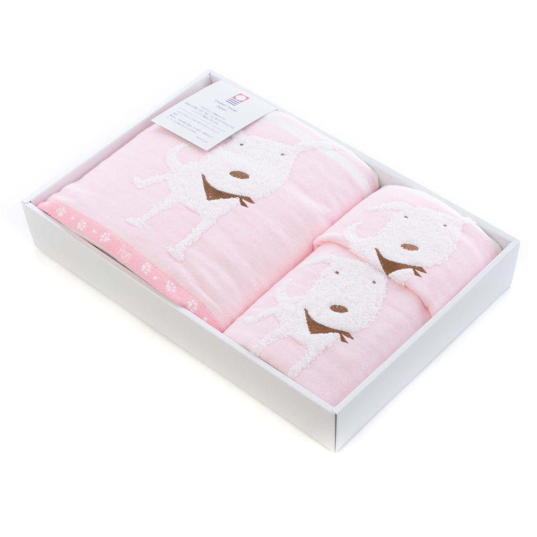 今治ボックス入り] 3枚セット PONちゃんガーゼ バスタオル フェイス