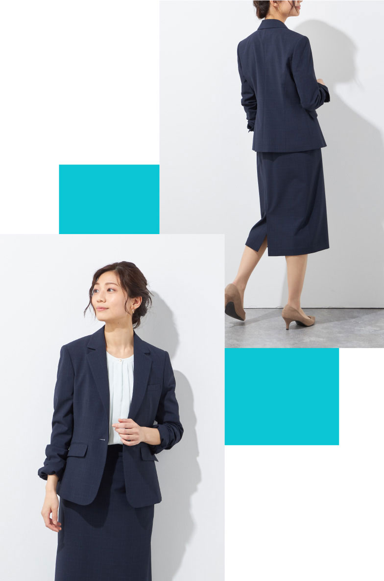 UVカット＆ウォッシャブル】ネイビーチェック タイトスカート