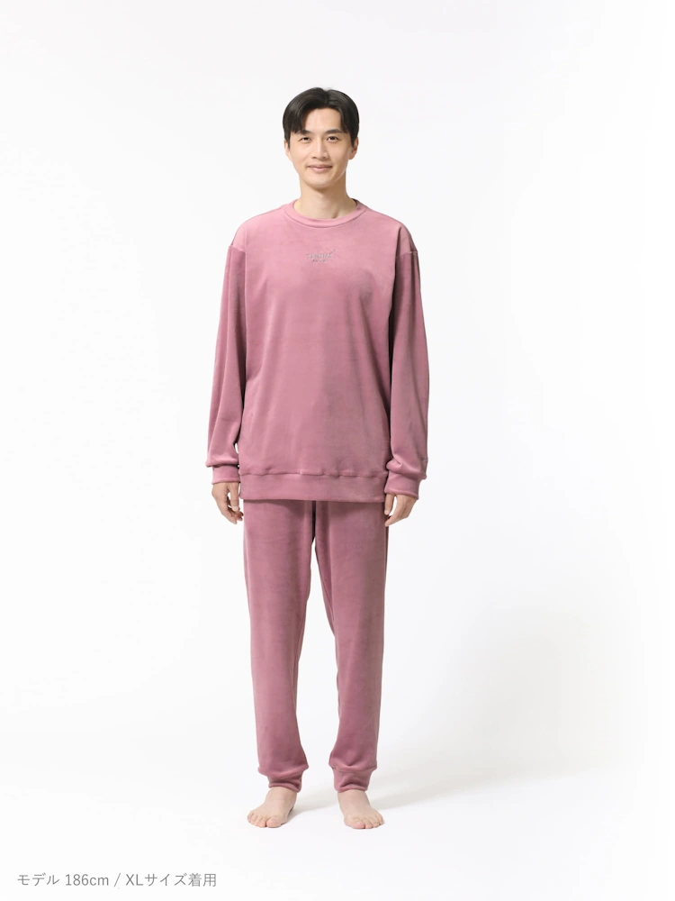 ピンク 【テンシャル】BAKUNE Velour Long Sleeve Long Pants Unisex