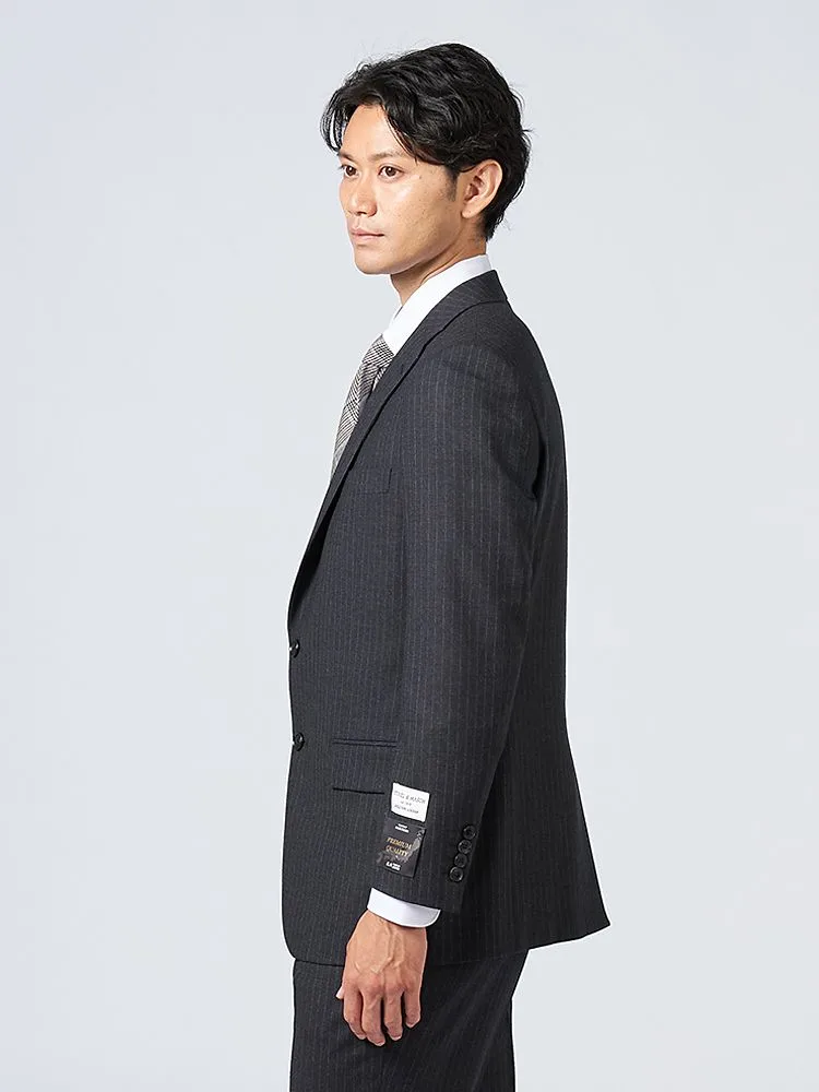 ウール100％】スーツ 2つボタン 尾州素材使用 ストライプ STOVEL