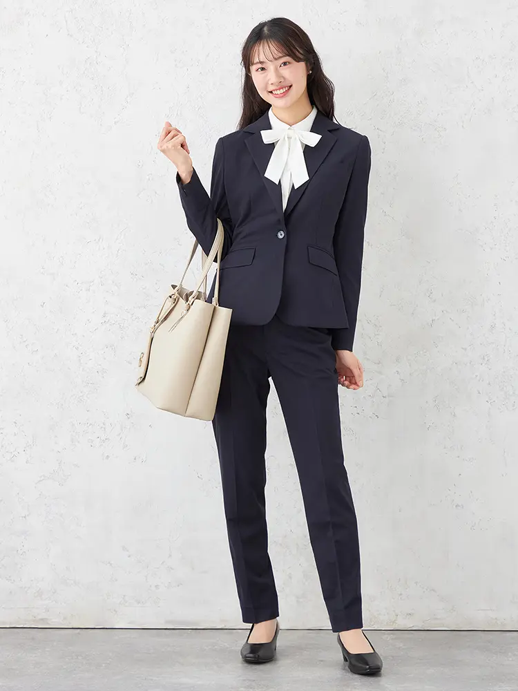 ViVi】 ネイビーニットウォッシャブルテーパードパンツ フルレン