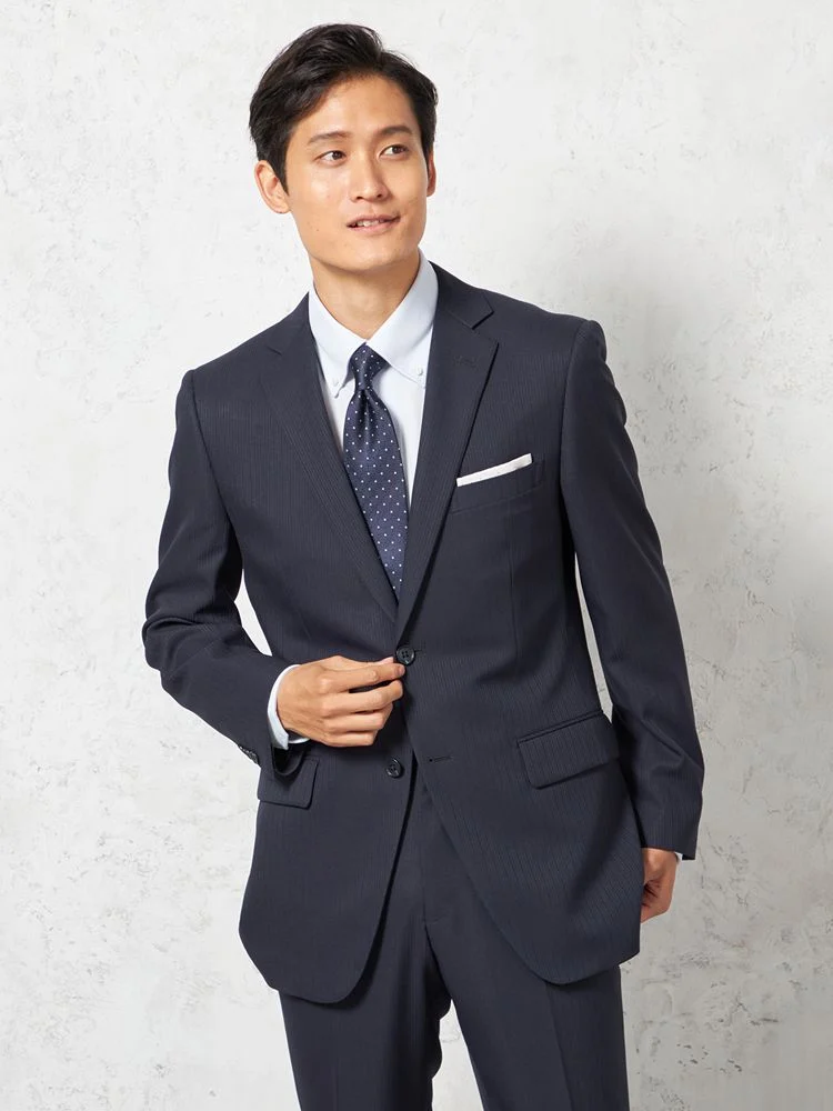 スーツ 2つボタン【WEB限定】上下ウォッシャブル シャドウストライプ