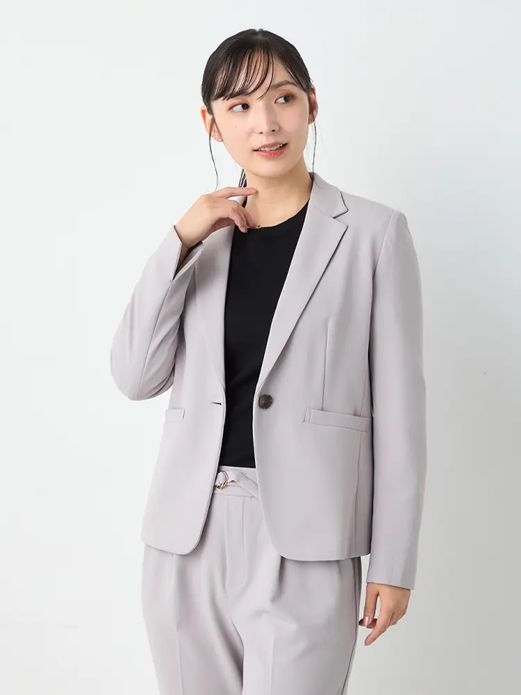 L．グレー 【即納】【パンツスーツ上下セット】ハイストレッチ