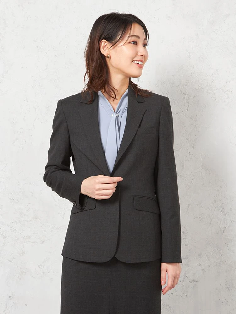 働ラク肩ラクスーツ】ジャケット 1つボタン ウォッシャブル ストレッチ