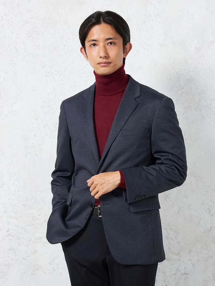 軽量】プリントニット ジャケット 2つボタン ウォッシャブル