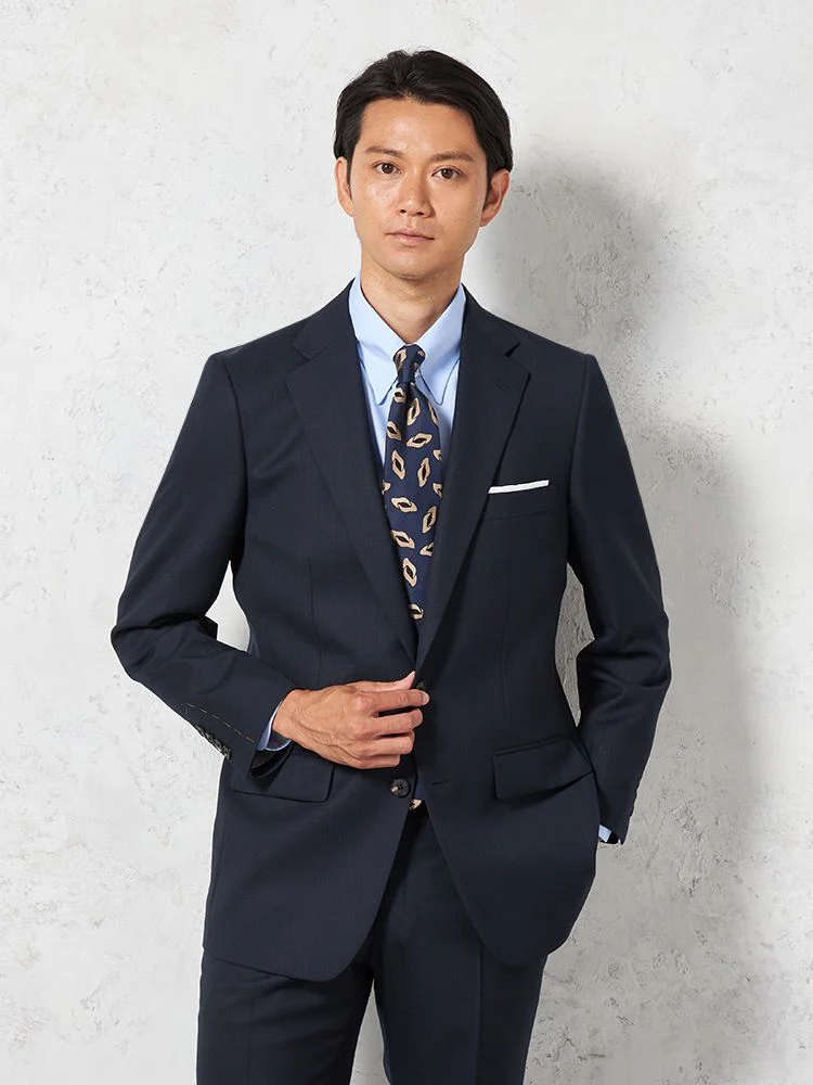 ウール100%】スーツ 2つボタン イタリア製高級生地 マイクロチェック