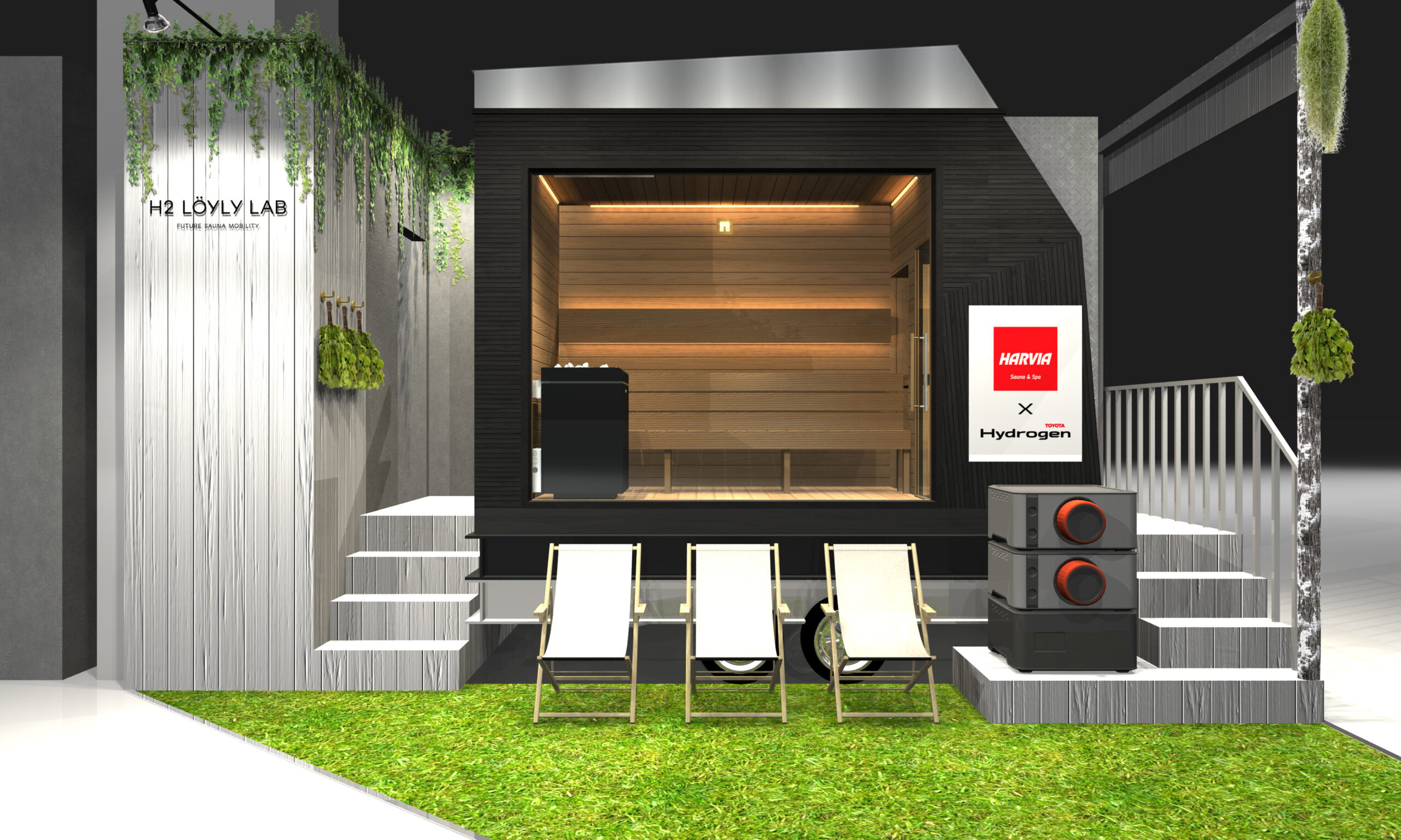 Japan Mobility Show2025にて、TOYOTA×ハルビア共同開発の水素サウナが