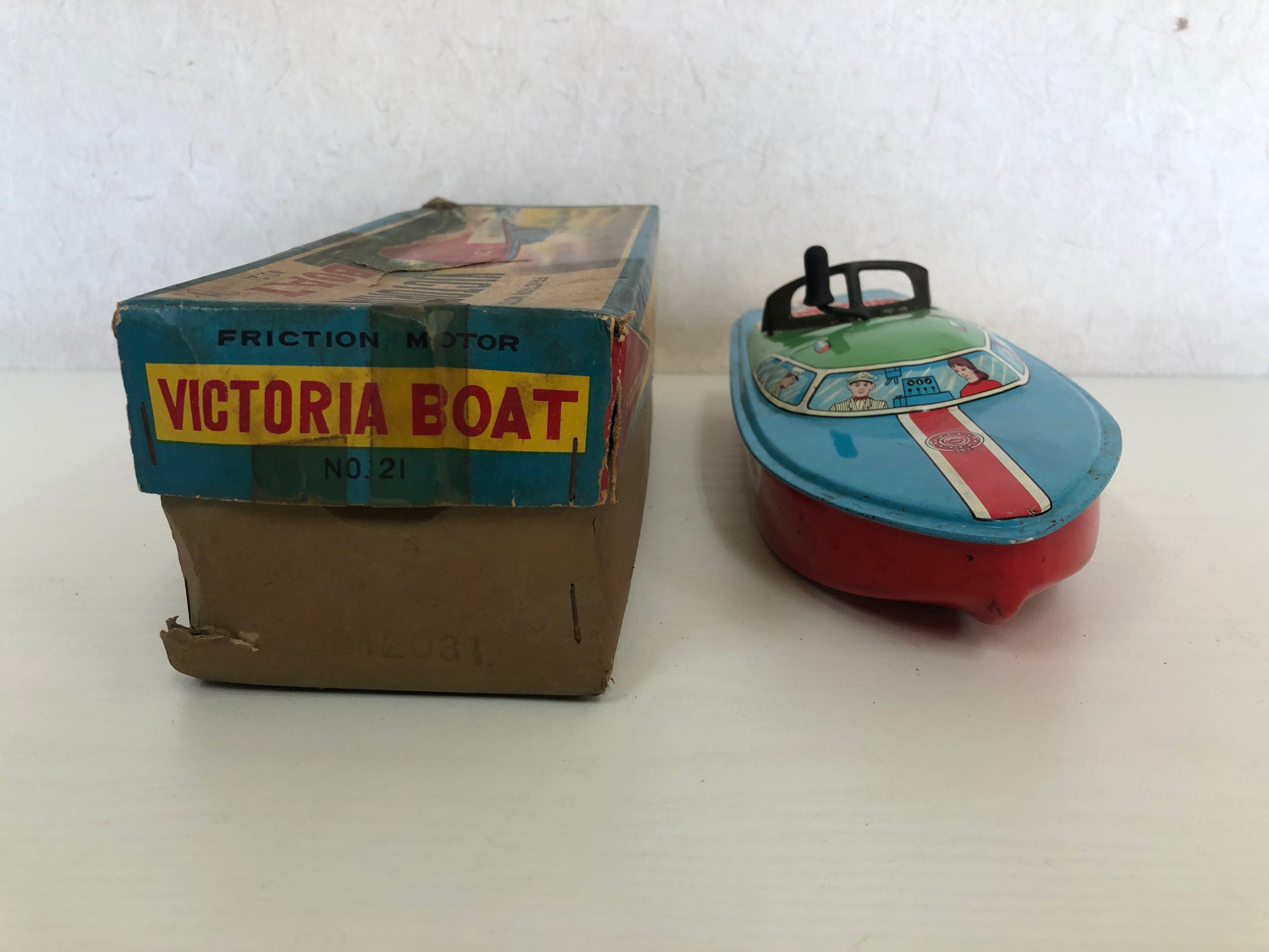 Y4140 TIN TOY Yonezawa Boat motorboat ship speedboat box Japan