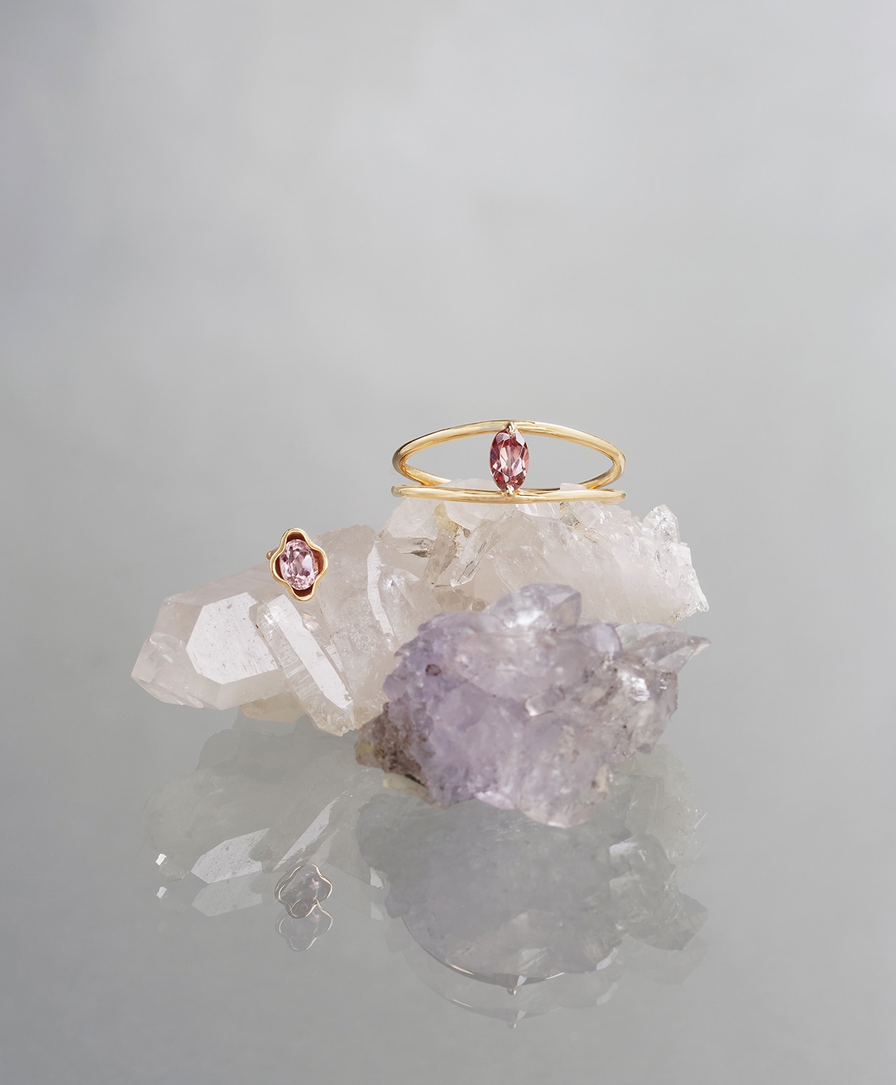 Pink zircon floral single pierce /ピンクジルコン | Hariqua