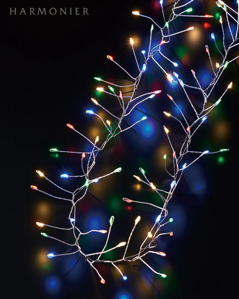 クラスターLEDライトガーランド/マルチ 2m 200球｜クリスマス雑貨の