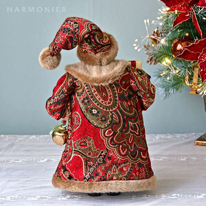 サンタクロースフィギュアレッド/ゴールドベル45cm｜クリスマス雑貨の