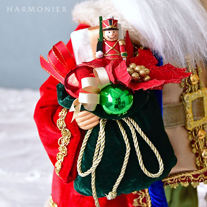 サンタクロースフィギュアレッド/ポインセチア45cm｜クリスマス雑貨の