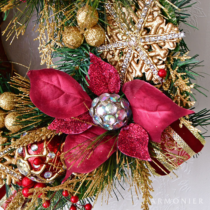 バーガンディポインセチアリース45cm｜クリスマス雑貨の通販