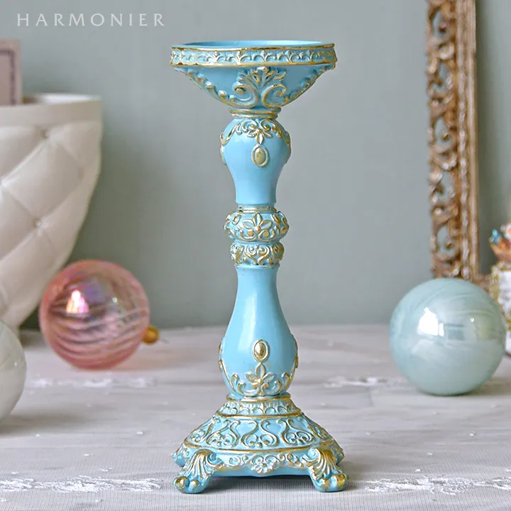 エレガントキャンドルホルダーブルー/ピラー＆テーパー用｜クリスマス