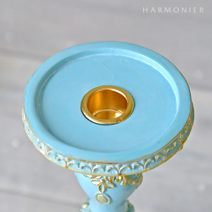 エレガントキャンドルホルダーブルー/ピラー＆テーパー用｜クリスマス