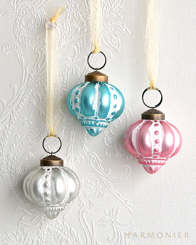 ミニガラスオーナメント5.5cm/パステルミックス3コセット｜クリスマス