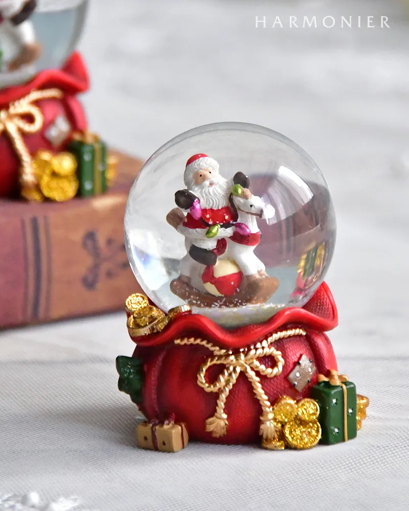 ミニスノードーム/サンタオンホース（ツリー/ボール）｜クリスマス雑貨