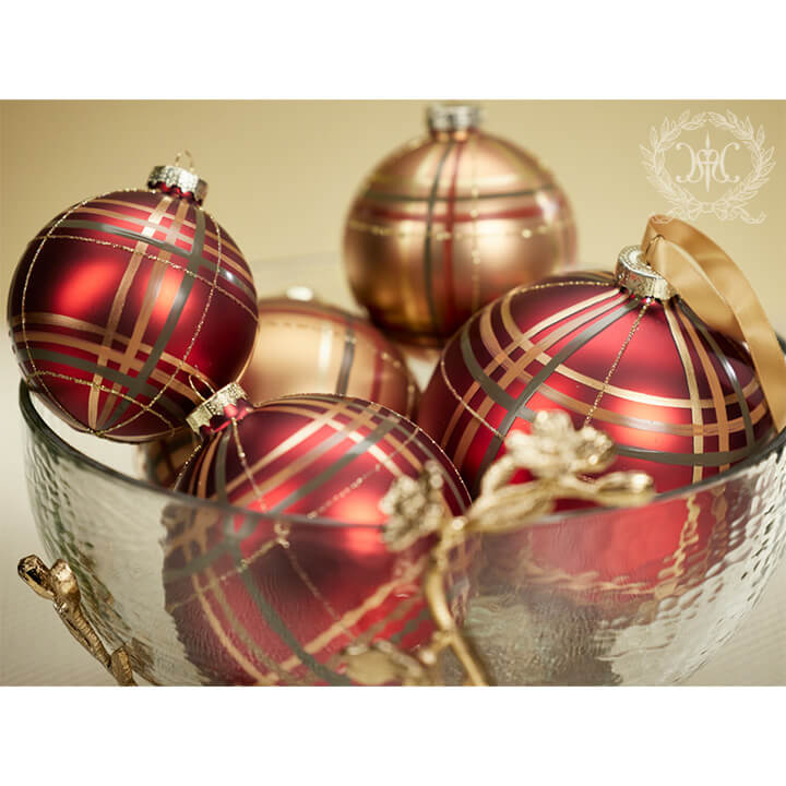 Web Store限定】レッドチェックガラスボールオーナメント φ10cm (ZODAX