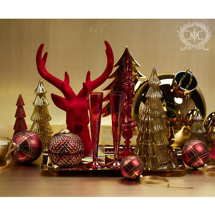 Web Store限定】レッドチェックガラスボールオーナメント φ10cm (ZODAX