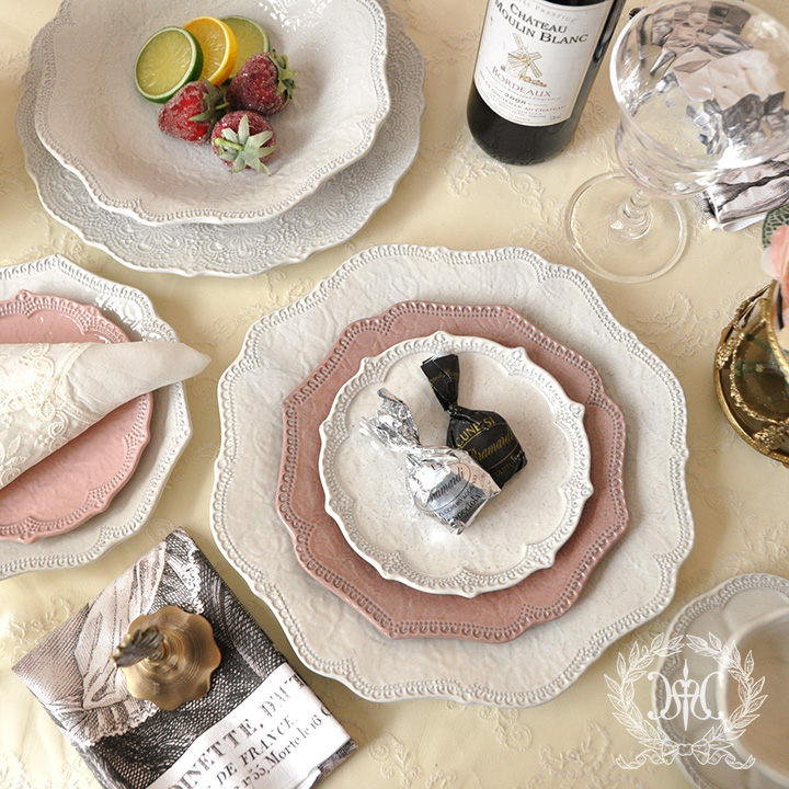 クリームレースプレートL/28.5cm/イタリア製｜輸入食器・雑貨の通販