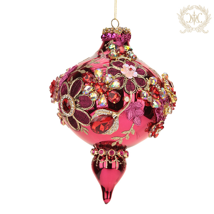 MRジュエルガラスオーナメント/フィニアル/シャイニーレッド｜輸入雑貨